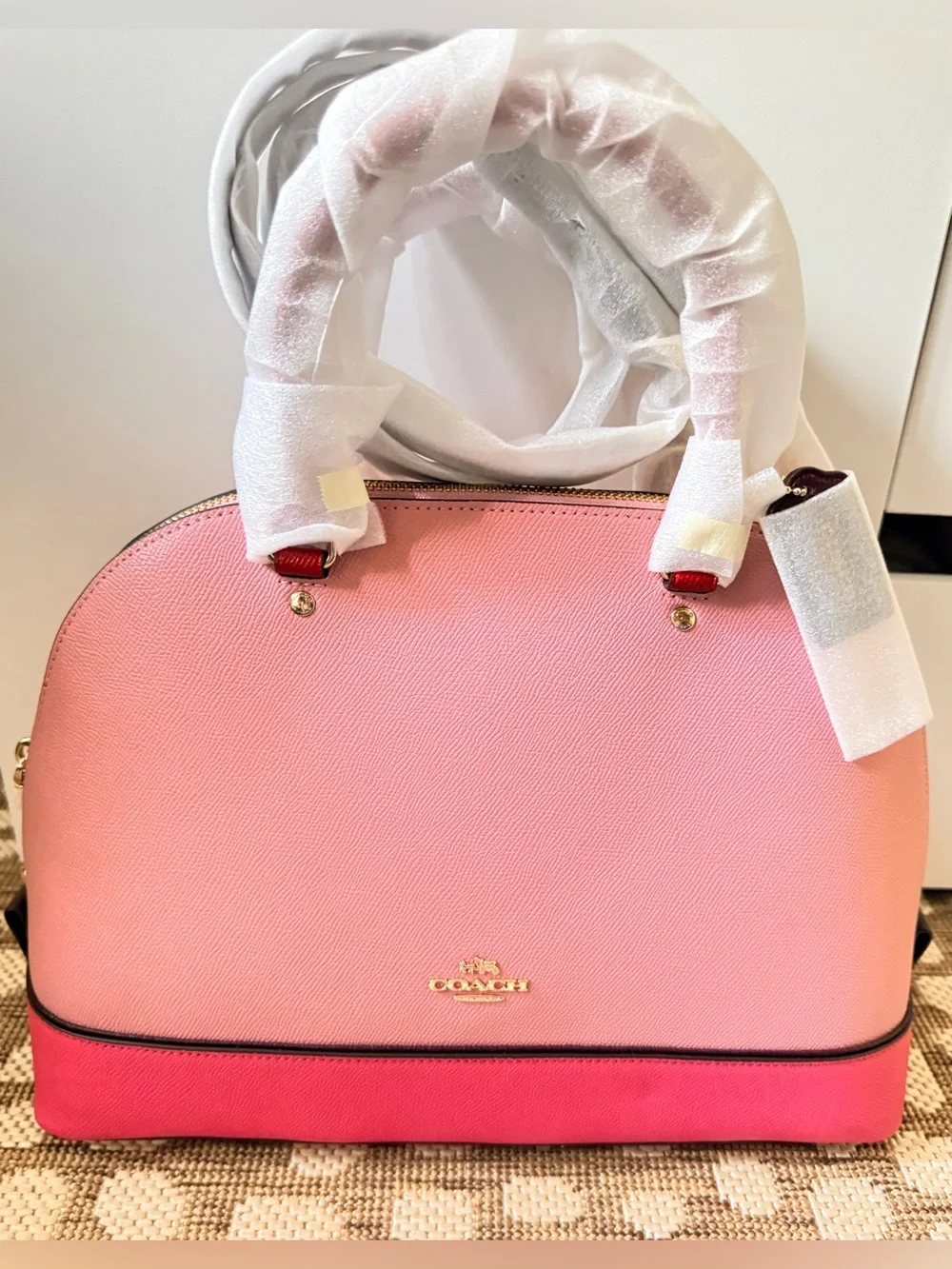 NWOT Coach Large Sierra Colorblock Crossbody Pink Dome Satchel Bag Gold F57502